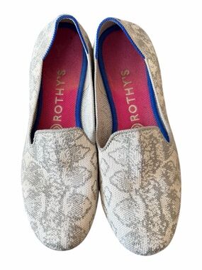Rothy’s Ivory Gray Snake Loafer Slip On Shoes Flats Women’s Size 8